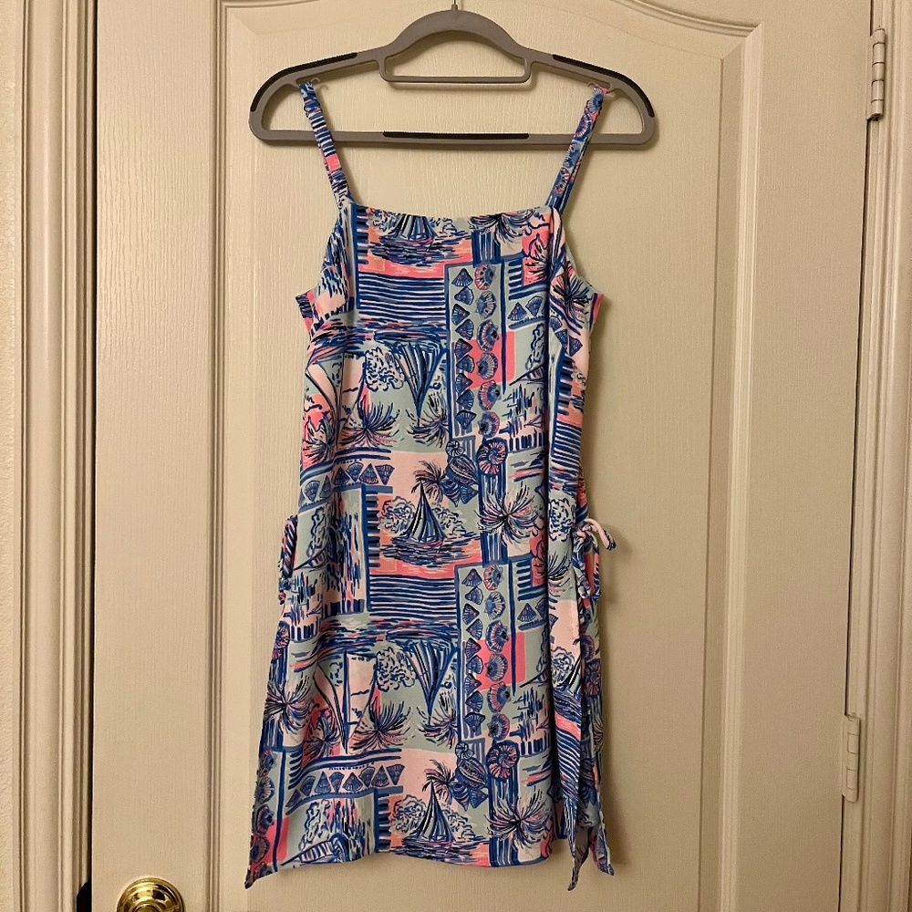 Lilly Pulitzer Sahar Romper Dress, Whisper Blue Yeah Buoy Boats